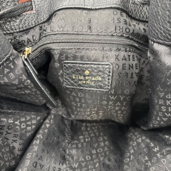 Kate Spade Grey Street Cooper Drawstring Bag Black Leather Gold Tone Crossbody - Picture 4 of 13
